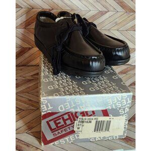 New Men Lehigh Black Leather Casual Moccasin Safety Toe Shoe Size 7.5 W USA